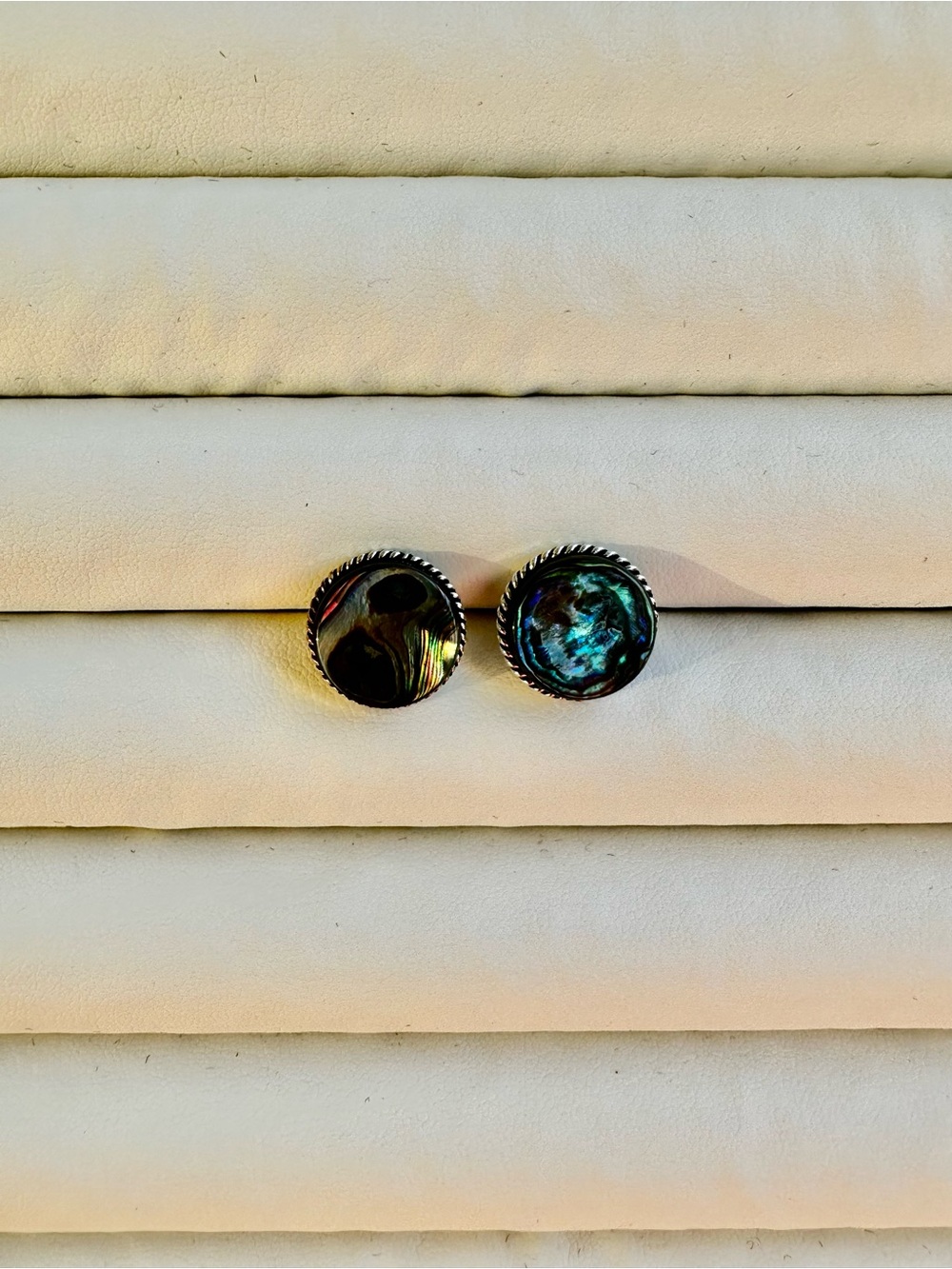Iridescent Abalone Round Stud Earrings